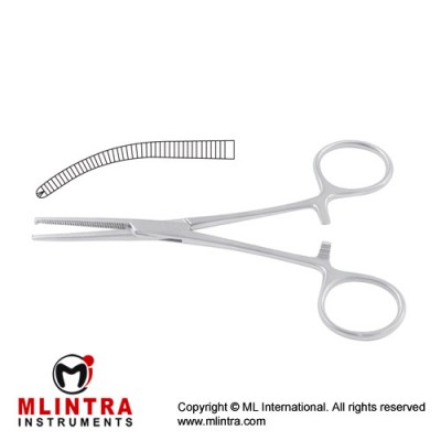 Kocher-Nippon Haemostatic Forceps Curved - 1 x 2 Teeth Stainless Steel, 18 cm - 7"